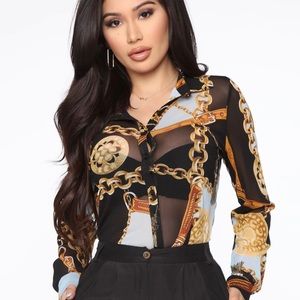 See through button up collar shirt